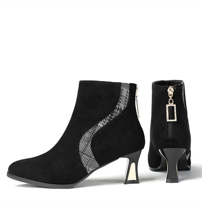 

Fashion Sweet European Stylish High Quality Back Zip High Heel Boots for Female Women Casual Ankle Boots Botas Femininas E794