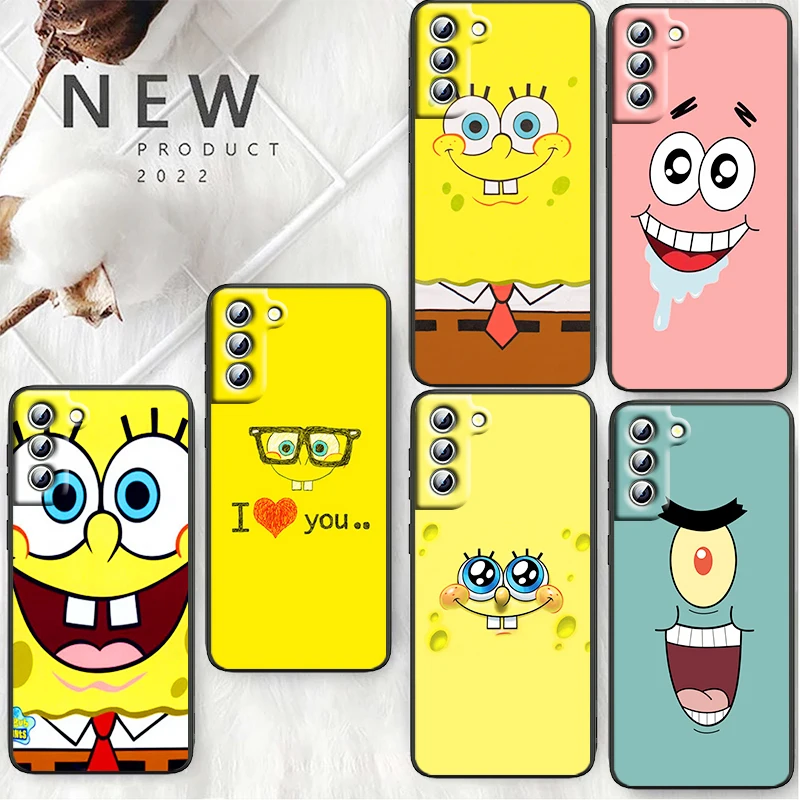 

SpongeBob Patrick Star face For Samsung S22 S21 S20 S10 S8 Note 20 A8 A9 A73 A71 A53 M52 A33 Ultra Plus FE Black Phone Case