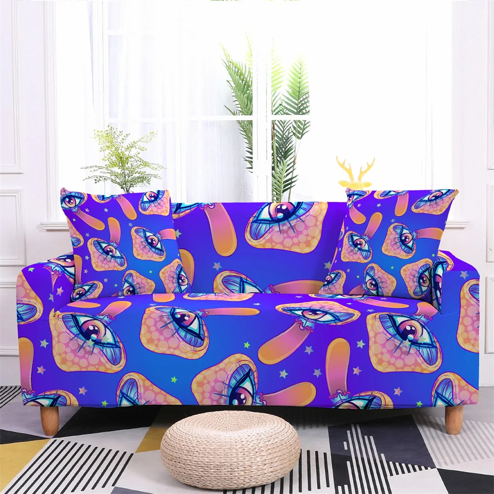 Чехол для дивана в гостиную 3D чехол виде психоделических грибов Радужный стиле