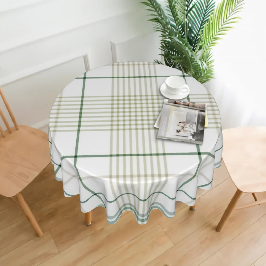 

Square Checkered Plaid Tablecloth 60 Inch Round Tablecloth Polyester for Party Picnic Tabletop Dining Room