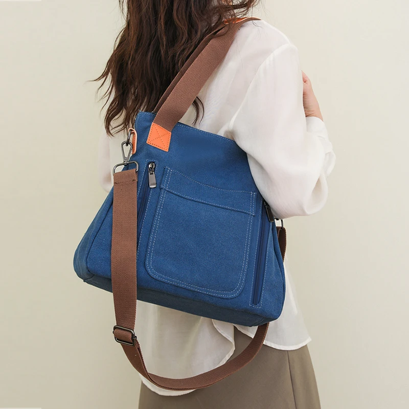 Women High Quality Canvas Shoulder Bags Large Capacity Casual Tote Handbag Top-handle Fashion Tote Crossbody Bag Travel Bags