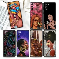 phone case for samsung galaxy s22 s7 s8 s9 s10e s21 s20 fe plus ultra 5g soft silicone case cover african gir art diyl