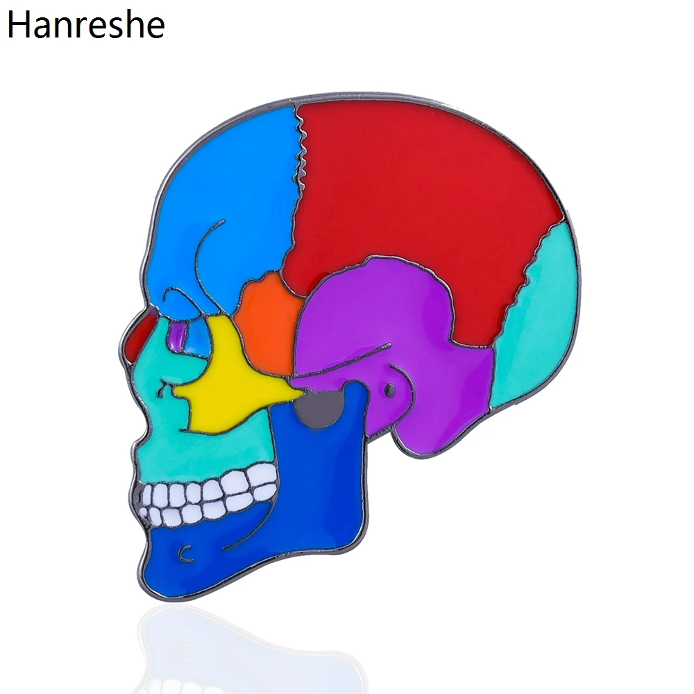 

Hanreshe Colorful Skull Medical Anatomy Brooch Enamel Lapel Backpack Pins Badges for Doctors Nurse Biology Students Jewelry