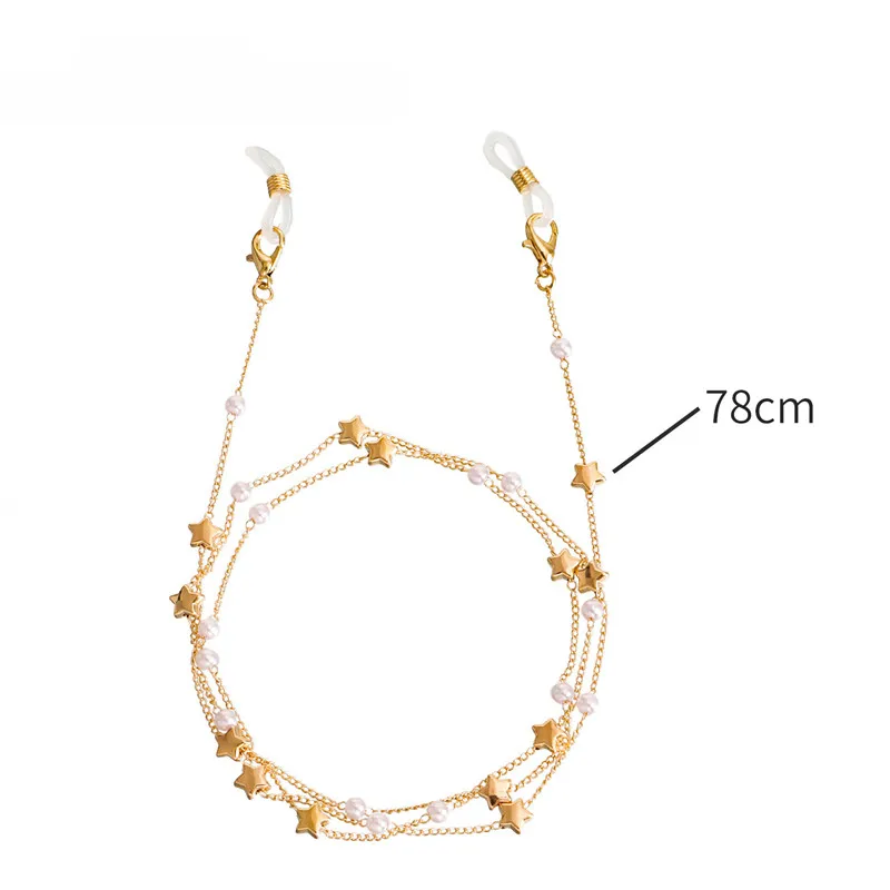 Ожерелье-цепочка для очков позолоченный шнур с хрустальными бусинами защиты