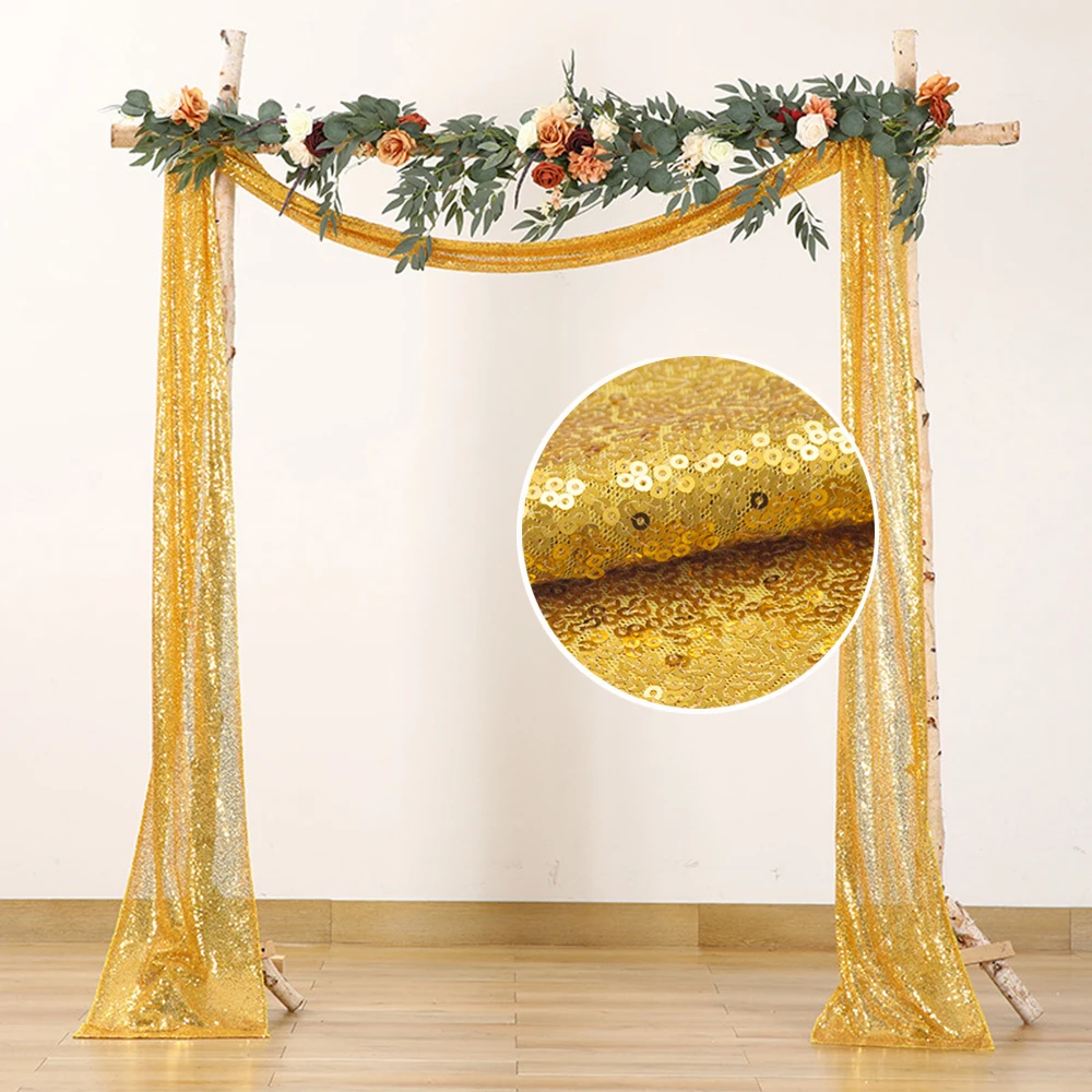 

Sequin Wedding Arch Curtain Outdoor Shiny Wedding Background Decoration Glitter Gold Table Runners DIY Party Wedding Supplies