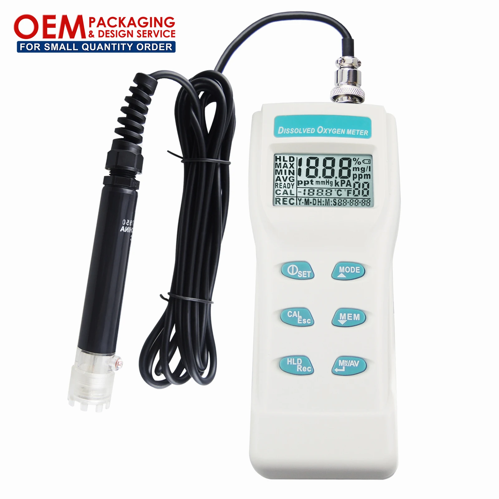 

Digital Dissolved Oxygen DO Meter Tester 0~199.9% / 0~19.99 PPM / 0~19.99 mg/I Range Thermometer (OEM Packaging Available)