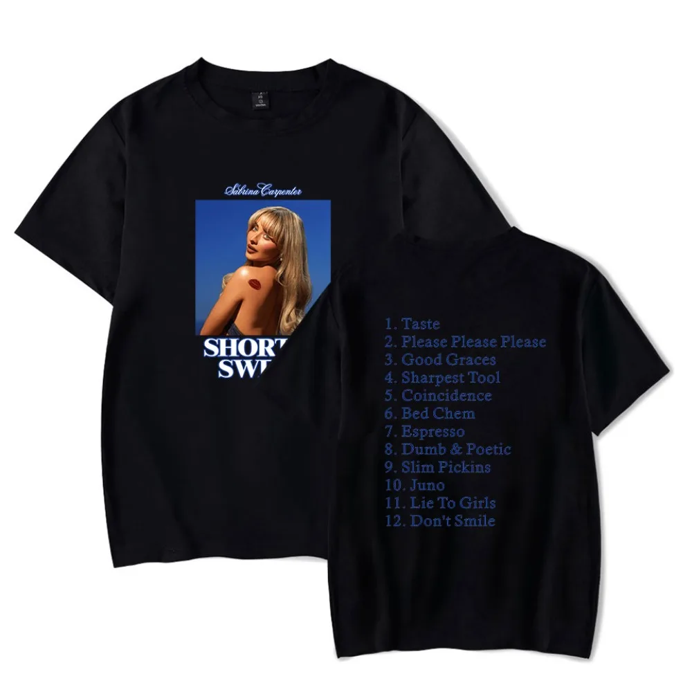 Sabrina Carpenter Short n' Sweet Merch Футболка унисекс с короткими рукавами Повседневная