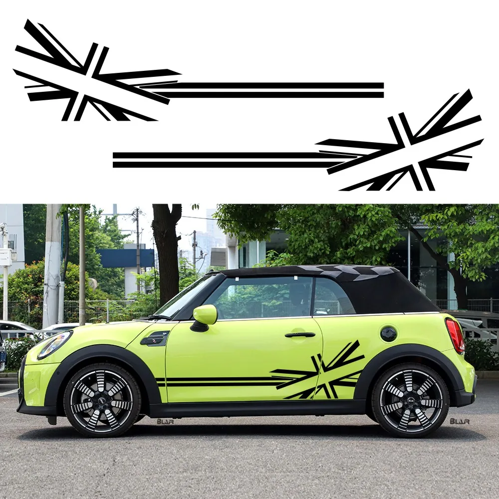 

2PCS Car Sticker for Mini Cooper R56 R57 R58 R50 R52 R53 R59 R61 R60 F60 F55 F56 F54 Flag Style Side Stripe Decal Accessories