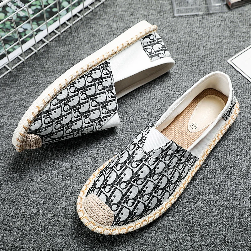 Breathable Linen Sports Casual Men's Shoes Comfortable Soft Outsole Summer Casual Flat Bottom Fisherman Driving Shoes Walking