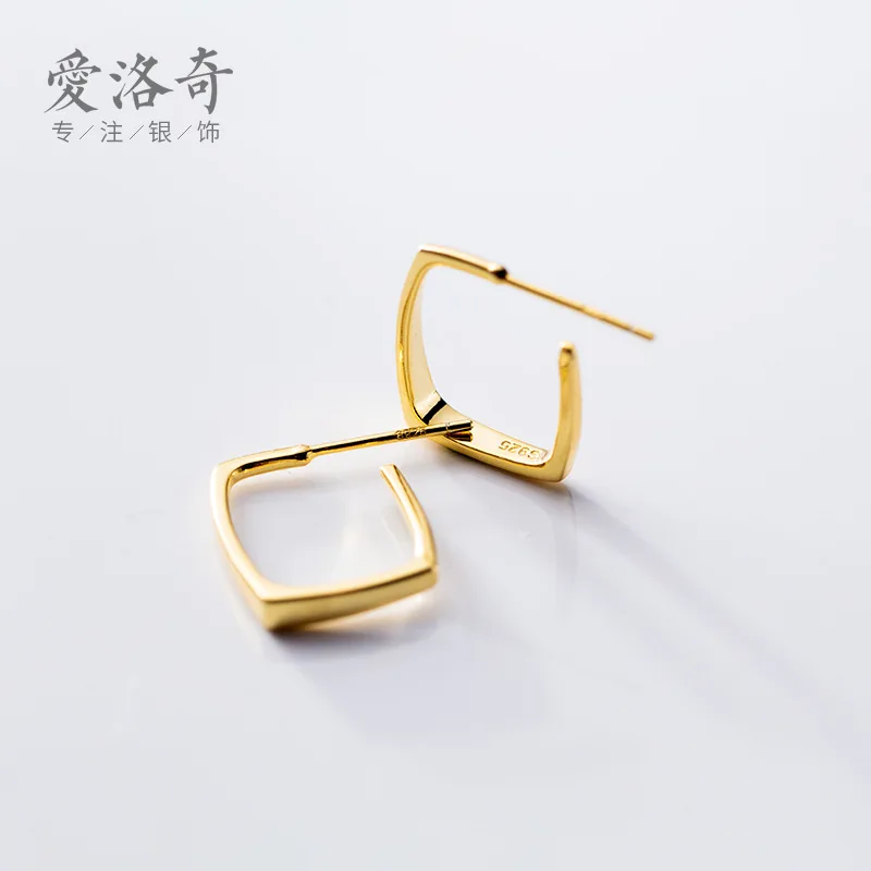 

Earrings female Japanese style simple hollow square short ear hooks trendy geometric earrings