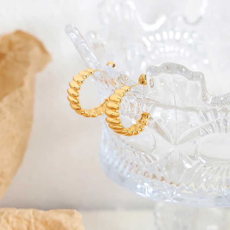 LESIEM летние стильные позолоченные серьги-гвоздики для женщин C-образные