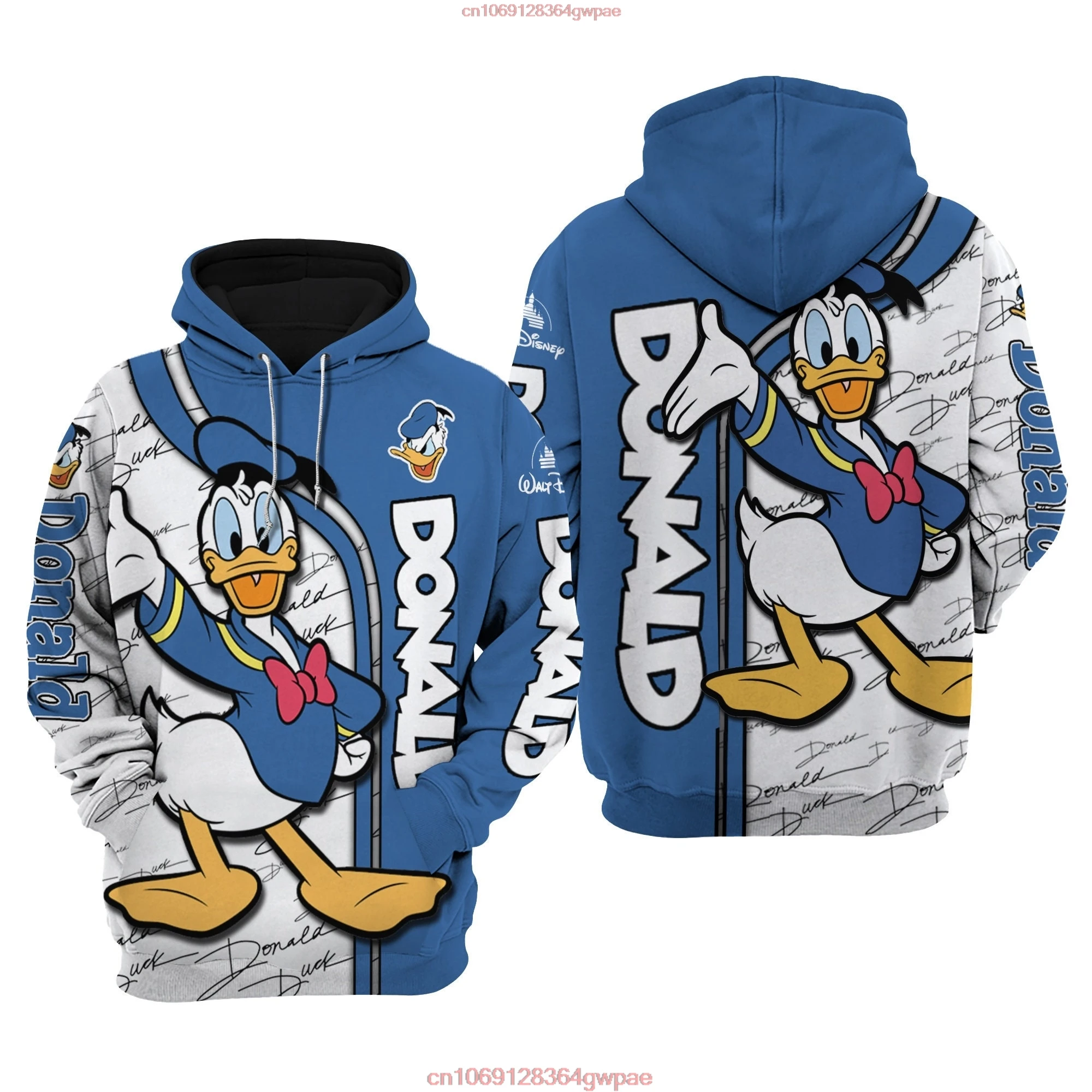 Худи с мультипликационным 3D-принтом Дональд Дак Дисней ретро повседневная