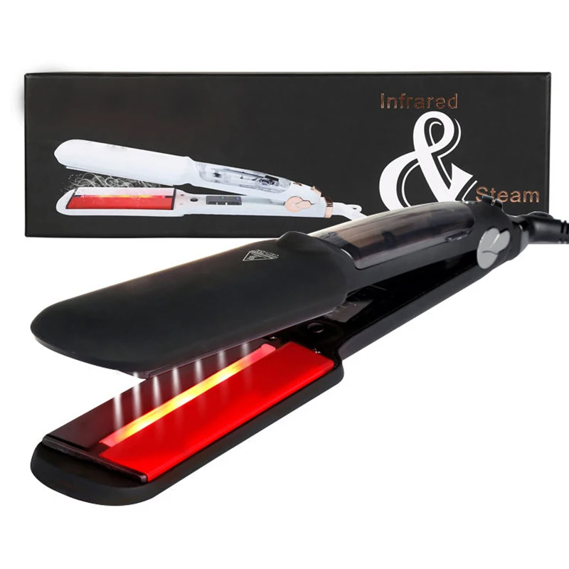 Best Selling Salon Flat Iron Steampod Fast Heat Iron Infrared 2 In 1 Steam Hair Straightener Curler Wide Plates Keratin Irons