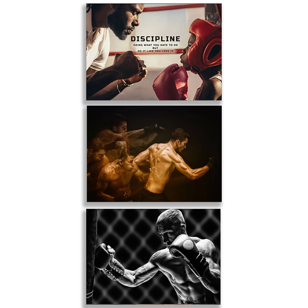 Боксерская тренировка женский боксер боксерский мотивационный холст настенный