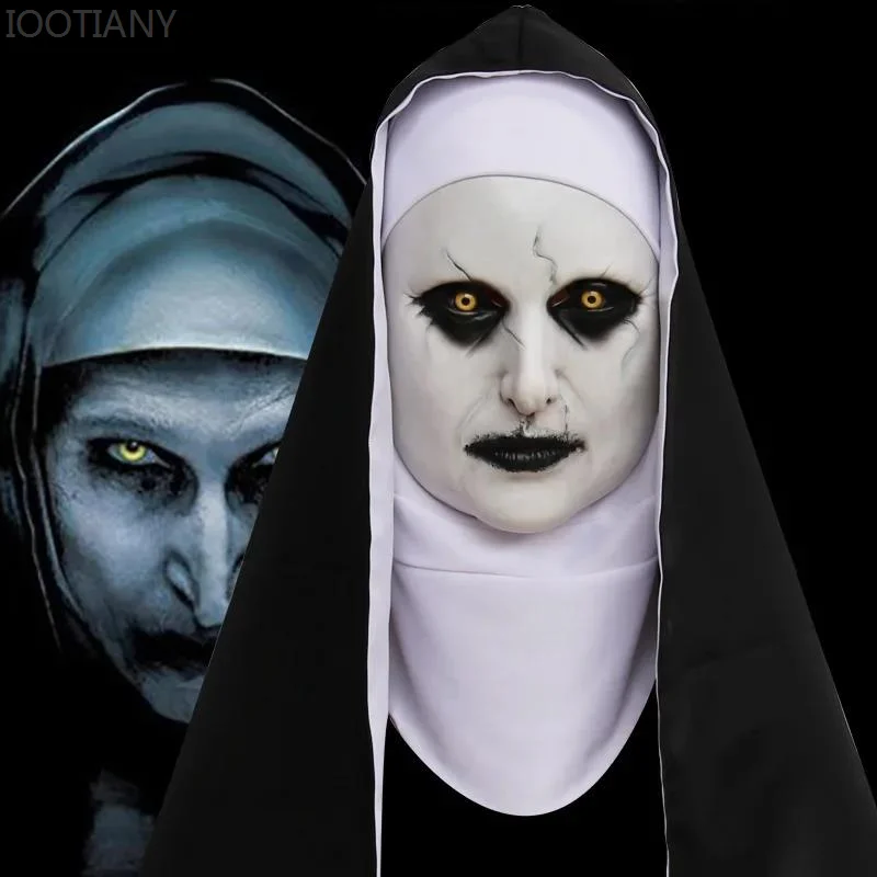 

Latex Soft Halloween Nun Makeup Fancy Party Dress Grimace Party Costume Masks Horror Nun Cosplay Mask Props Adult One Size