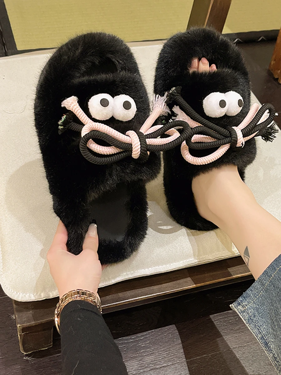 

Home Slippers Women's Luxury Slides Platform Sliders Shoes Fur Flip Flops Shallow Med Flock Pantofle Massage Designer Plush Flat