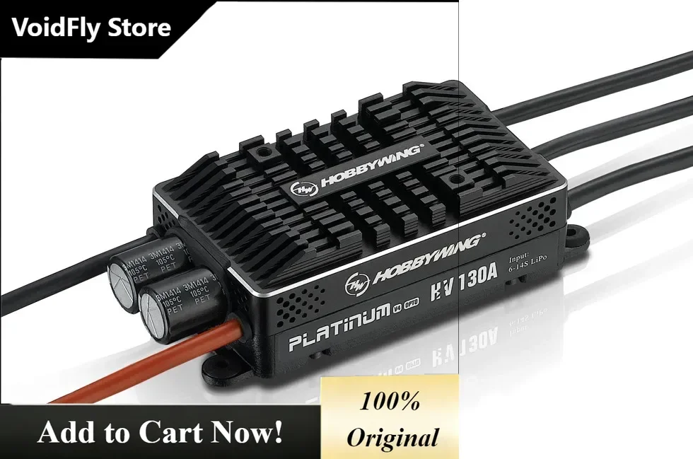 Фото Бесколлекторный регулятор скорости VoidFly Original Hobbywing Platinum HV V4 4.1 130A 200A BEC / OPTO 6-14S Lipo (пустая заготовка) для радиоуправляемых дронов и вертолетов №1