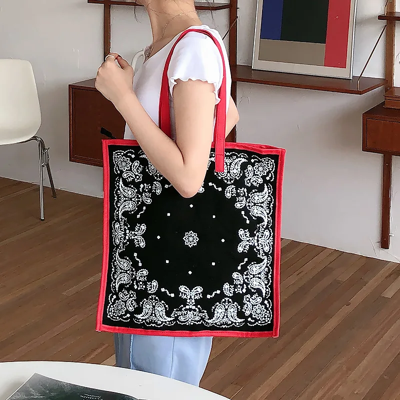 

Paisley Printing Boho Chic Top-handle Bag Teenager Bohemian Gypsy Hippie Big Size Over Large Ecology Fabric Shopping Handbag