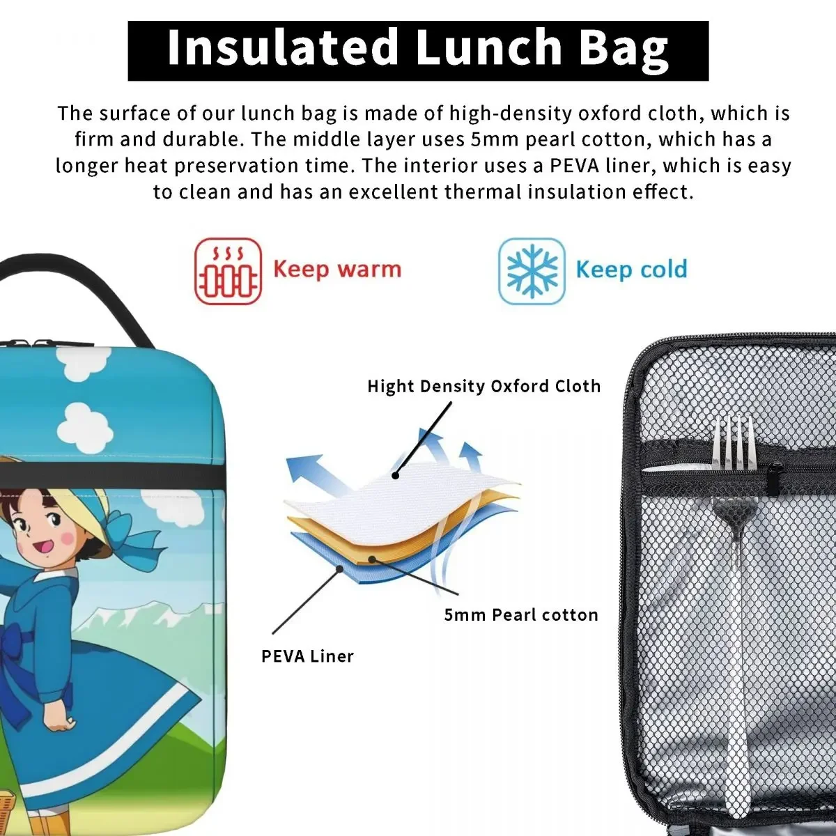 Сумка для обеда Heidi с мультипликационным рисунком детей коробка принтом ТВ-шоу