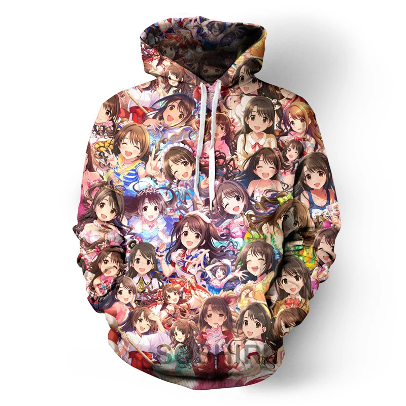 Толстовки SOSHIRL с капюшоном Узуки шимамура милые толстовки коллажем в стиле аниме