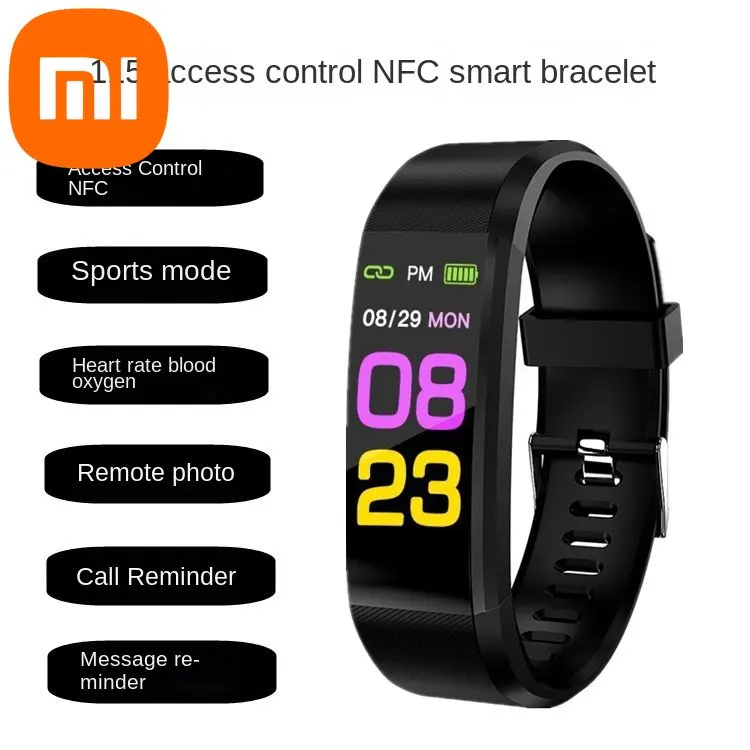 

XIAOMI NFC Access 115plus Smart Bracelet Heart Rate Blood Pressure Oxygen Information Push Sleep Exercise Pedometer Bracelet