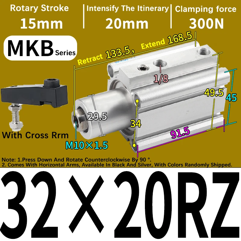 

Цилиндрические пневматические цилиндры MKB25/32-10R/20L/30R с отверстием под углом 90 градусов, 32 мм, 40 мм