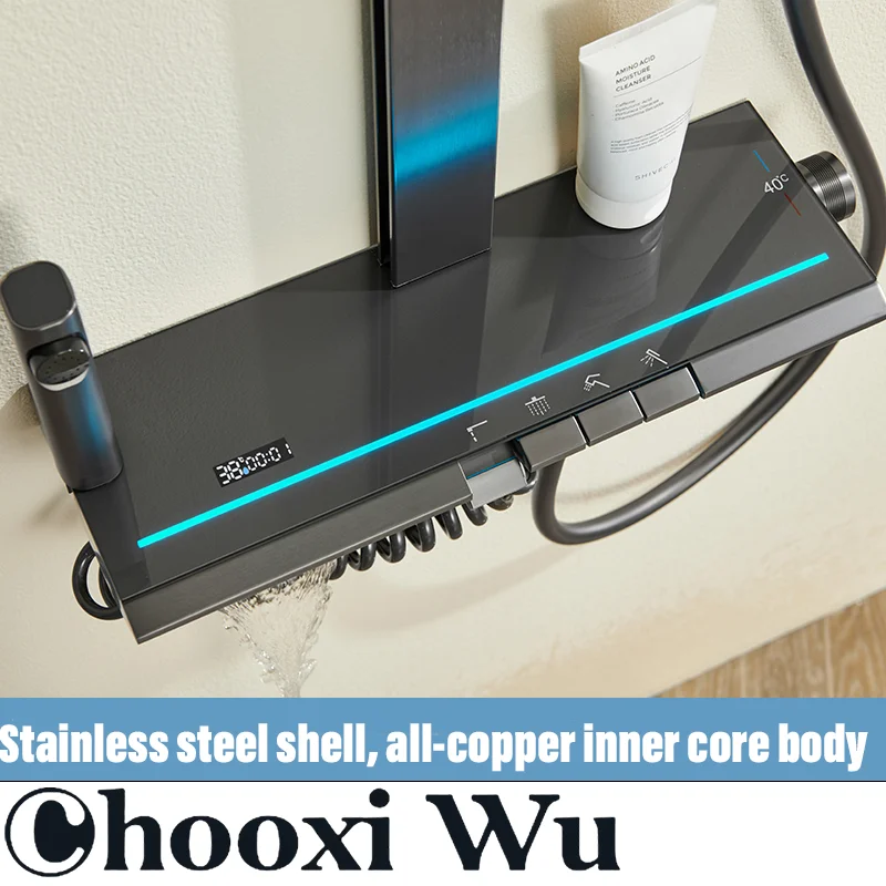 CHOOXIWU-Роскошная душевая система для ванной комнаты с подсветкой закаленное