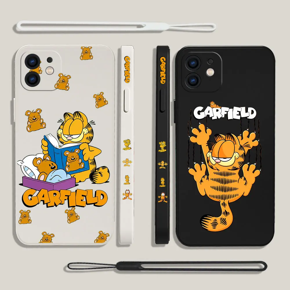 

Cartoon G-Garfields Cute Phone Case For Xiaomi Redmi Note 12 11 11T 10 10S 9 Pro Plus 10C 9A 9C 9T K40 K50 4G 5G With Hand Strap
