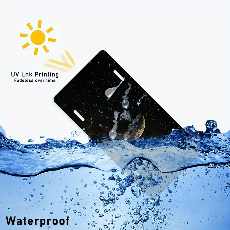 w kształcie półksiężyca aluminiowa tablica rejestracyjna trwała odporna na warunki atmosferyczne idealna do dekoracji samochodu i prezentów -