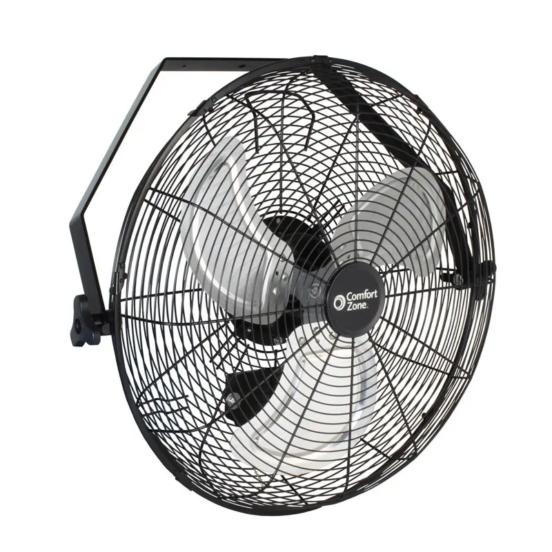 

High- 3-Speed Industrial Wall Mount Fan, 360-Degree Angle Adjustment, All-Metal Construction, and Steel Mounting Bracket, Black