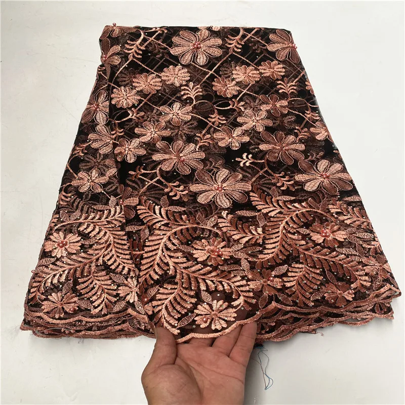 

5 Yard Newest French Lace High Quality African Tulle Cord mesh Lace Net Embroidered Fabric Nigerian style For wedding party PS8