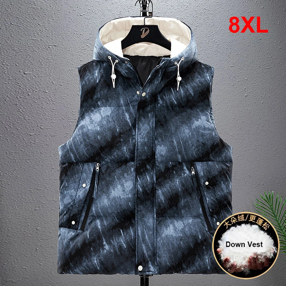 Зимние пуховые жилеты мужские большие размеры 8XL куртка без рукавов мужская мода
