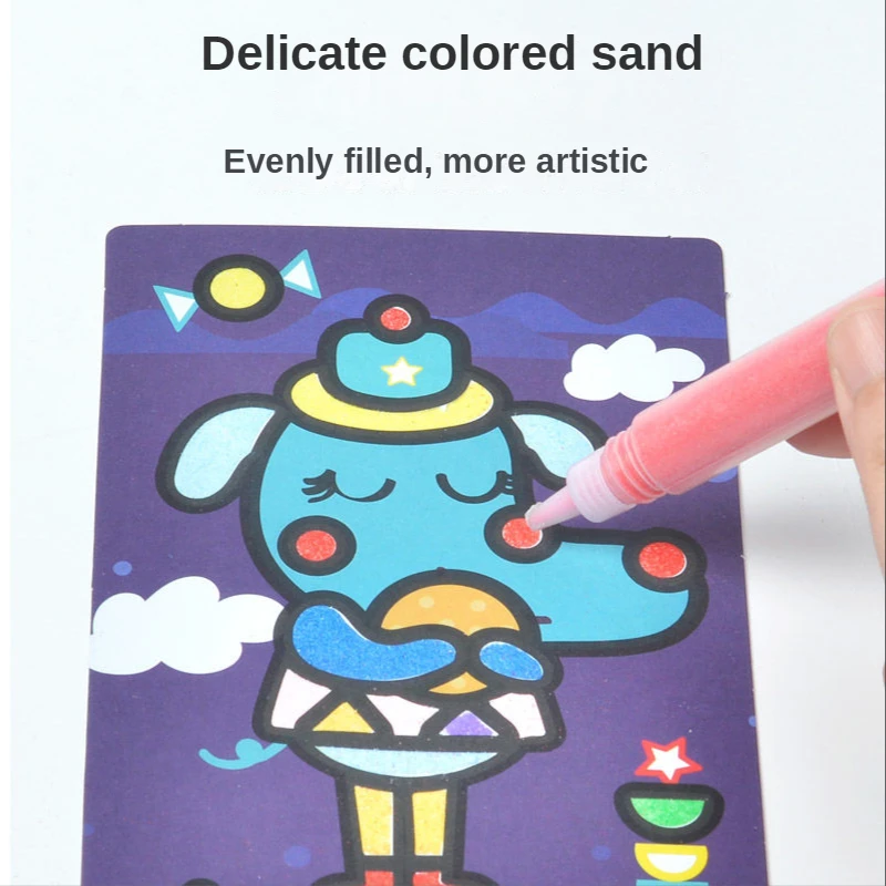 Sand Painting Children Color Sand Boy Baby Handmade DIY Puzzle Shake Sand Scraping Set Toy Girl