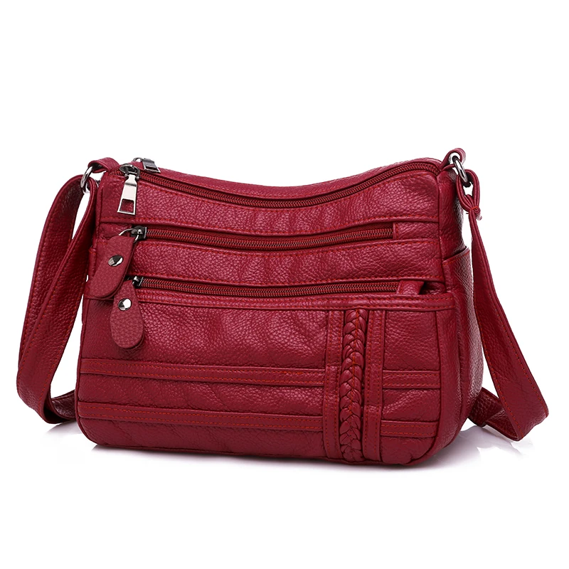 

Fashion Women Bag Pu Soft Leather Shoulder Bag Multi-layer Crossbody Bag Quality Small Bag Brand Red Handbag Purses