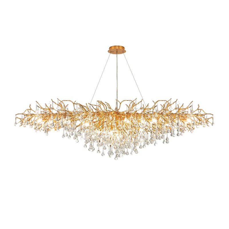 

LED Postmodern Golden Tear Drop Round Oval Crystal Chandelier Lighting Suspension Luminaire Lampen For Living Room