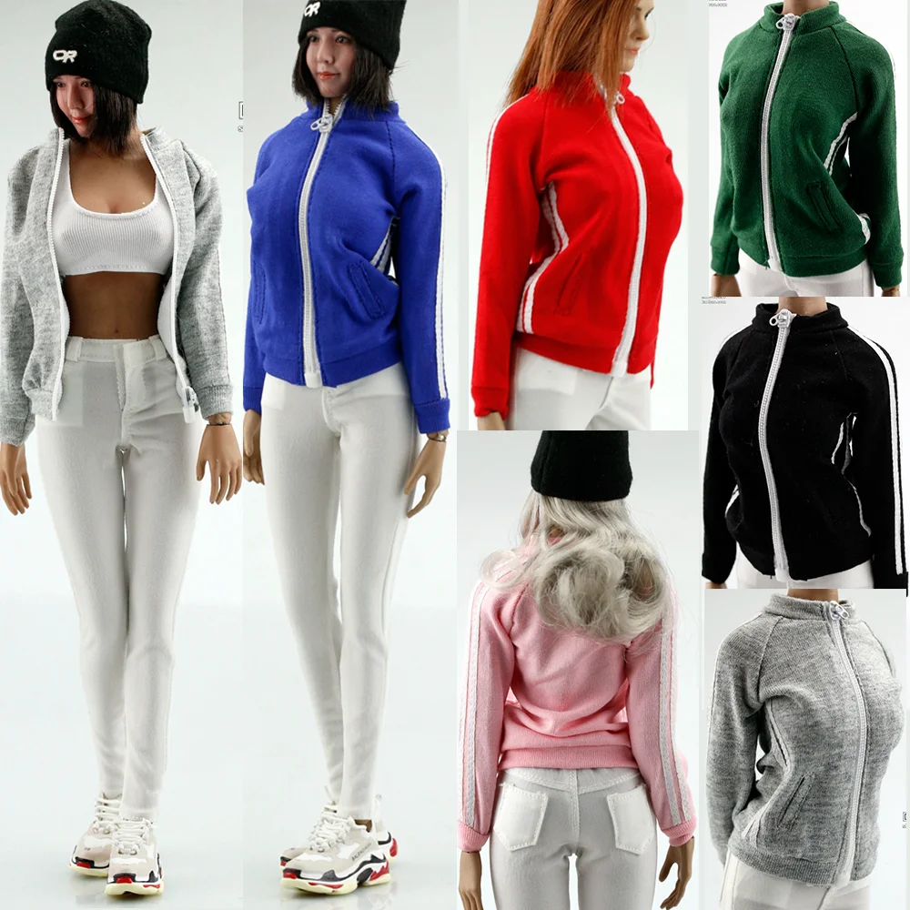

1/6 Scale Female Student Sports Jacket School Uniform Clothes Model Fit 12'' Soldier Action Figure Body Dolls Hobby Collection