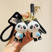 2022 new year of panda creative design keychain men and women car pendant school bag pvc soft rubber ornaments gifts