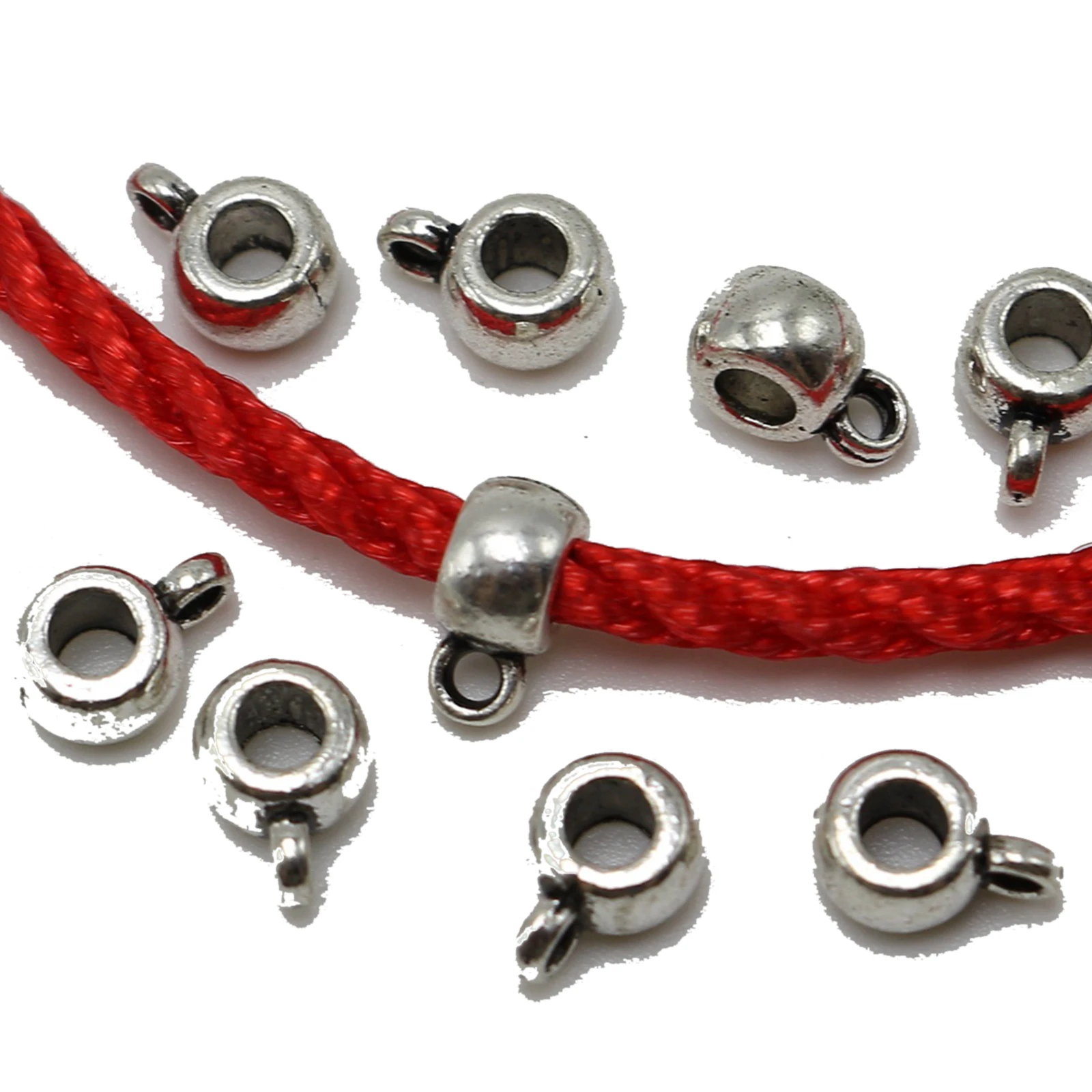 

25 Tibetan Silver Smooth Bails 12X8mm Charm Beads Craft Pendant Hanger Links