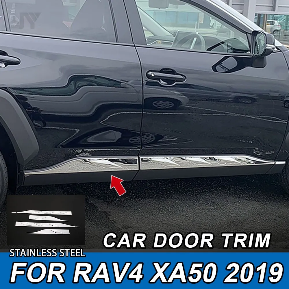 

Для Toyota Rav4 XA50 2019 отделка двери автомобиля из нержавеющей стали Стайлинг автомобиля хромированная подкладка боковой двери молдинг отделка линии отделка крышка