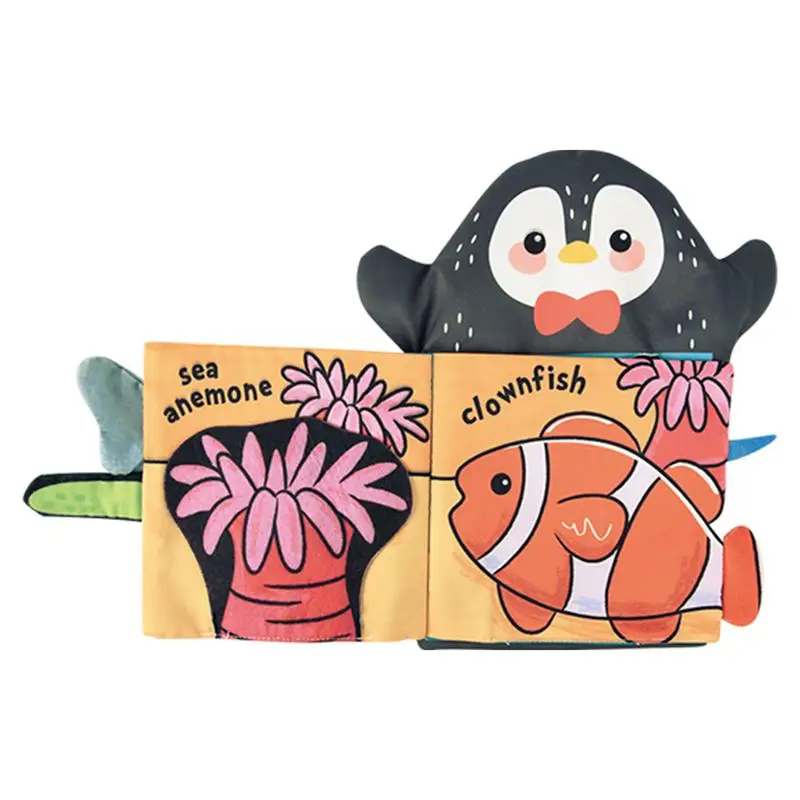 

Тканевые детские книги, марионетка с пингвином океана, сенсорная игрушка, малыш, Необычные развивающие игрушки, тканевые книги для раннего развития