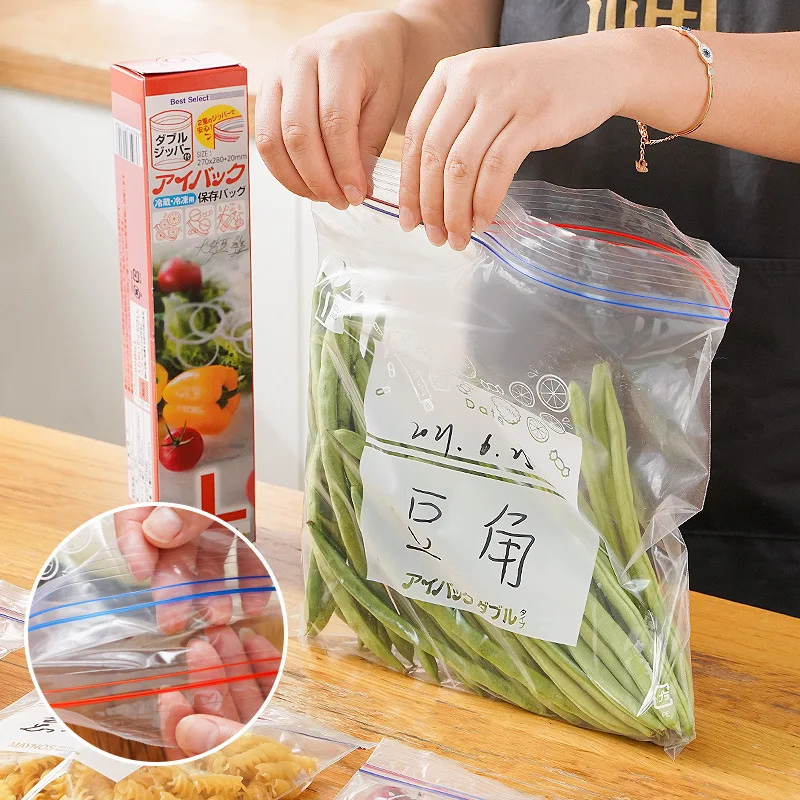 

10/20pcs Fresh Zipper Bag Food Plastic Bags Reusable Fruit Vegetable Bags Ziplock Food Bag Kitchen Food Storage Bag Organizer