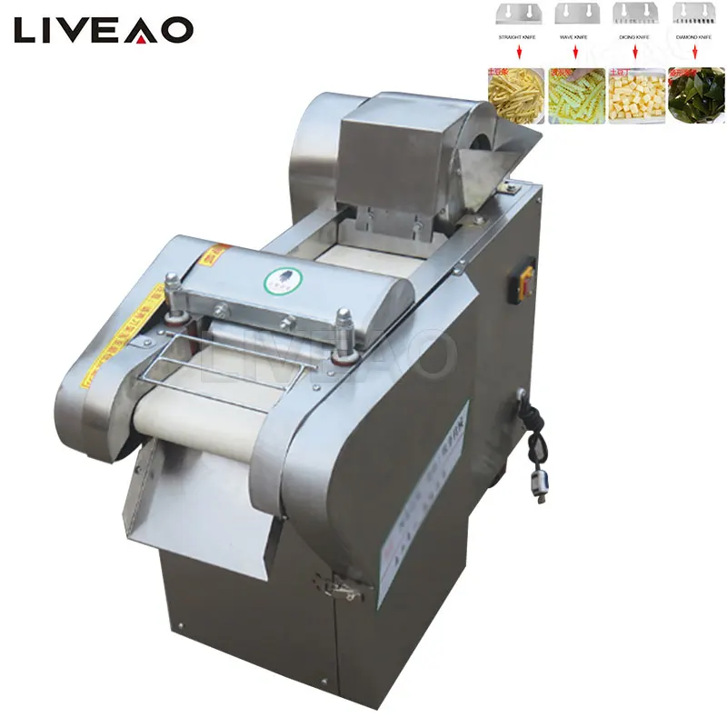 Electric Automatic Celery Kale Green Bean Coconut Slice Chips Shredder Dice Chopper Slicer Cutter Vegetable Cutting Machine