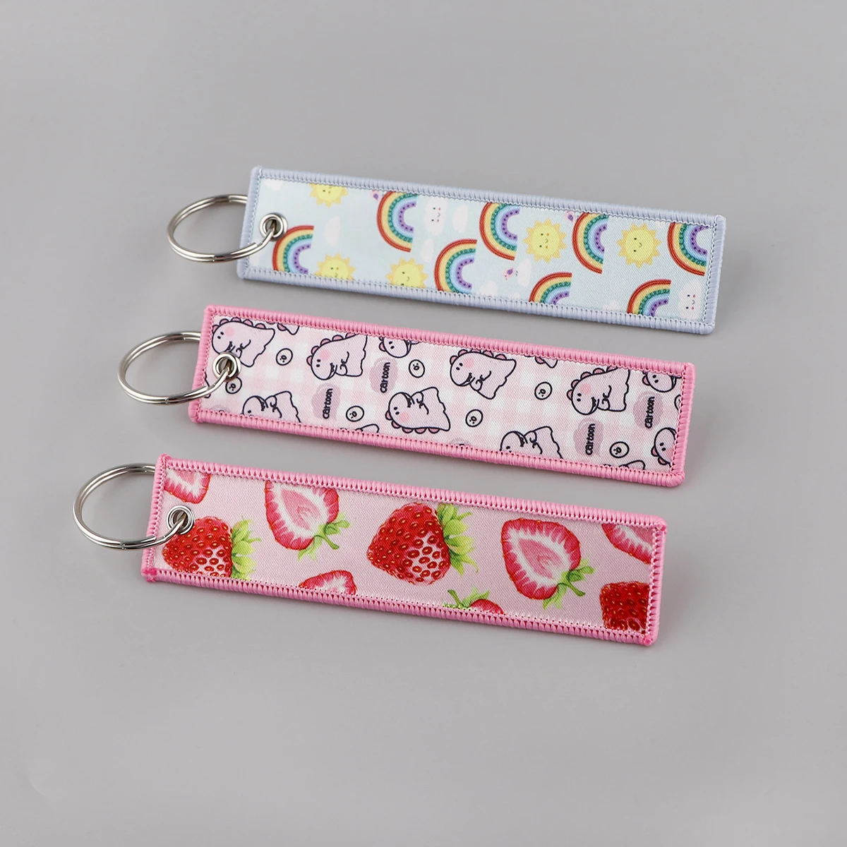 

Cartoon Dinosaur Key Chain for Women Cute Fruit Keychain for Motorcycles Embroidery Key Pendant Holder Key Tag Key Ring Chaveiro