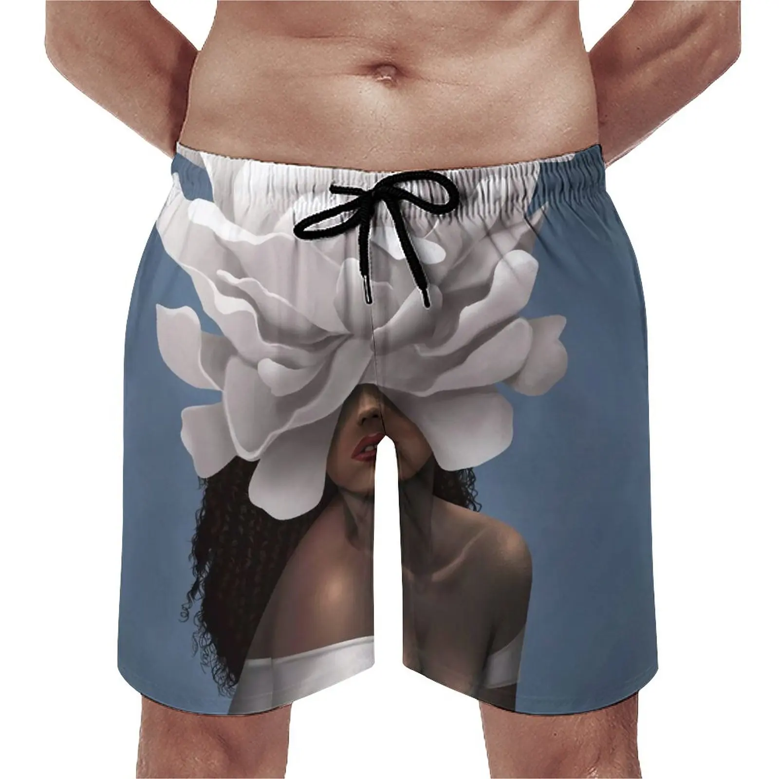 

Board Shorts Women Head Retro Swimming Trunks Elegant Flowers Print Men Quick Dry Sports Hot Sale Large Size Beach Shorts