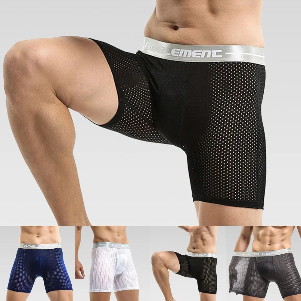 

Men Lengthen Boxer Seamless Shorts Bulge Pouch Briefs Underwear Workout Fitness Boxershorts Underpants XL-4XL