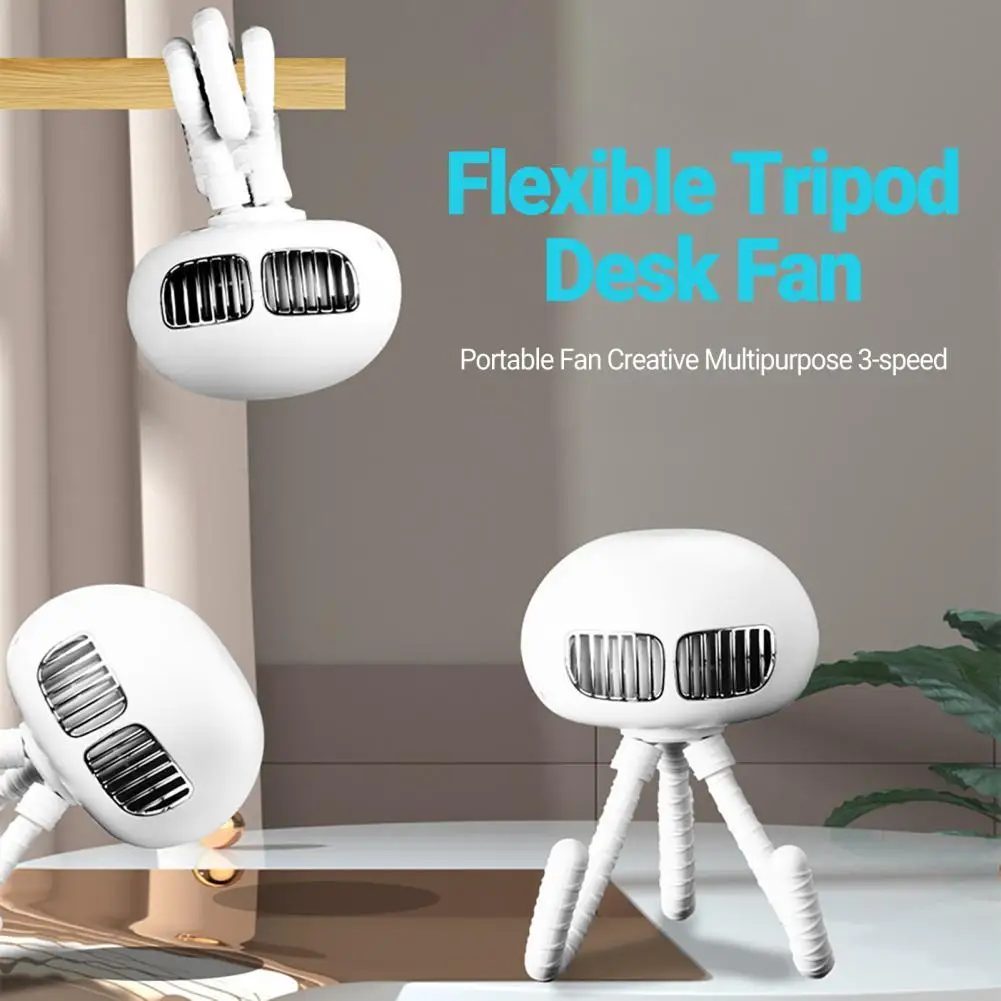 

4000mAh Portable Fan Creative 3-speed Flexible Tripod Desk Fan for Crib Battery Powered Portable Fan Wide Angle USB Stroller Fan
