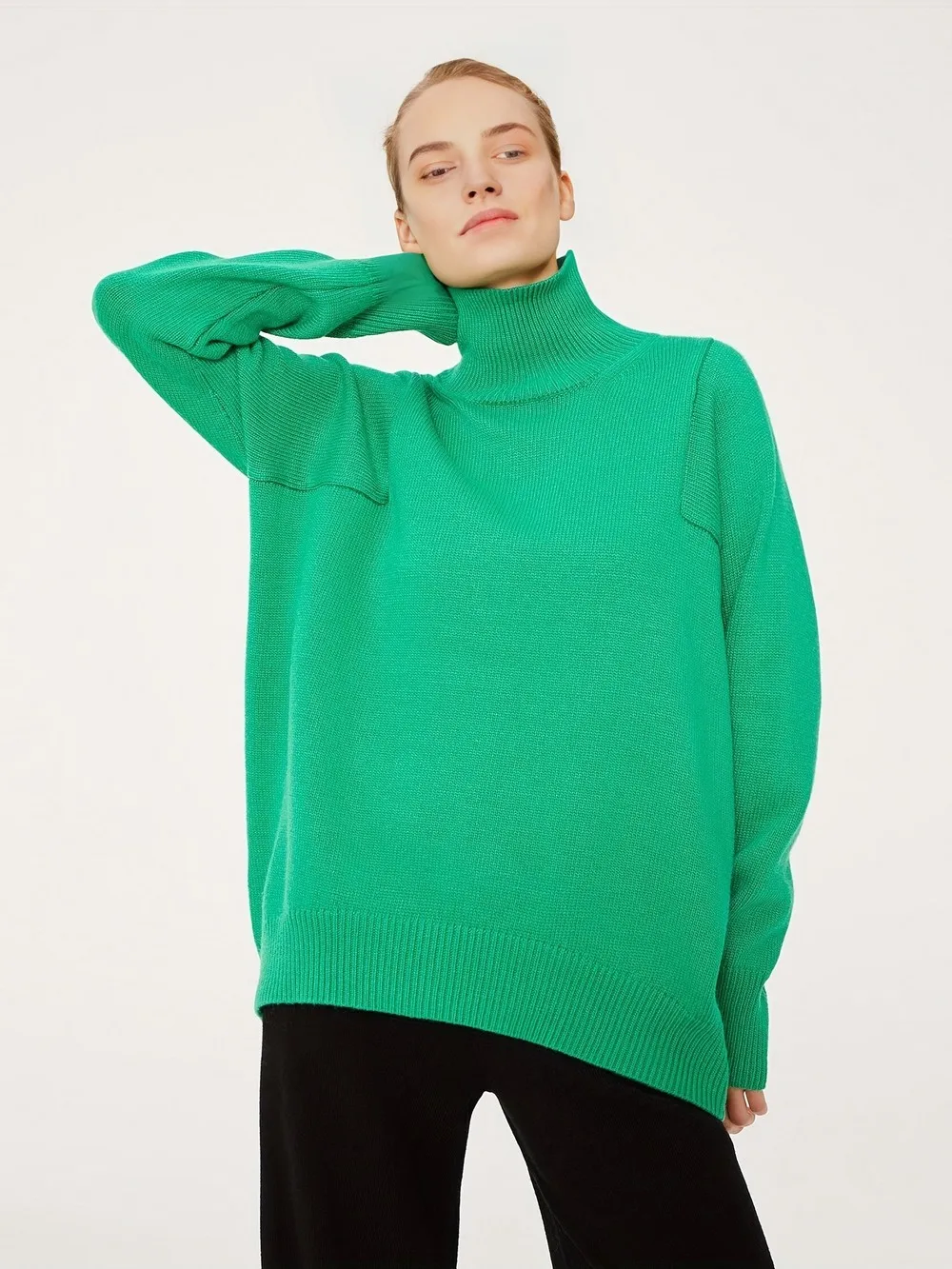 

Женский свободный свитер с высоким воротом Wixra, пуловер с длинным рукавом на осень и зиму и весну, классический джемпер, трикотажная одежда, хит продаж