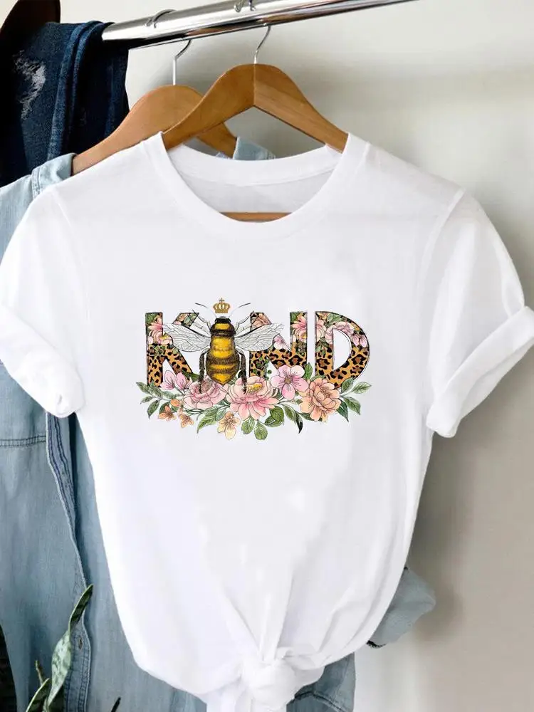 

Леопардовая трендовая Милая футболка 90-х с рисунком пчелы, женская футболка с принтом, Повседневная модная летняя одежда с мультяшным принтом, футболки, футболки