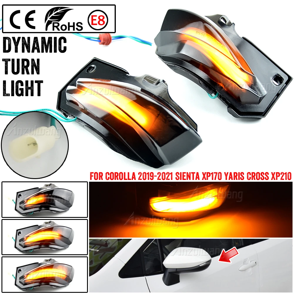 

LED Dynamic Side Mirror Indicator Blinker Sequential Light For Toyota Corolla Sport E210 Sienta XP170 Yaris XP210 2019 2021