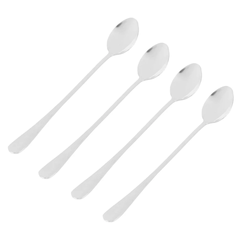 

Set Of 4 Stainless Steel Coffee Spoons Super Long Round Head